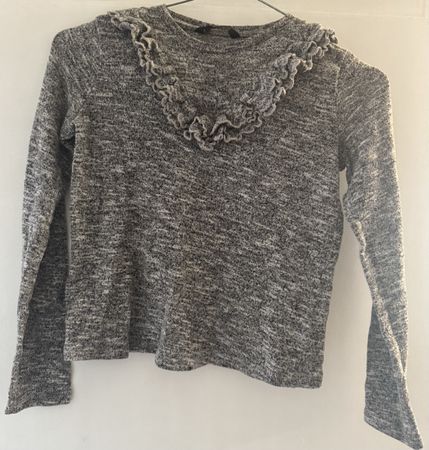 George Girls' Grey Ruffle Collar Sweater - 8-9 Years