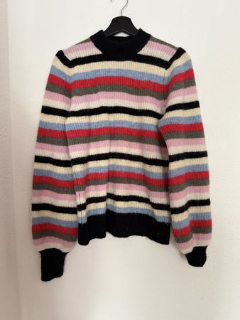 GANNI Striped Alpaca-Blend Sweater, Size S, Cosy Knitwear