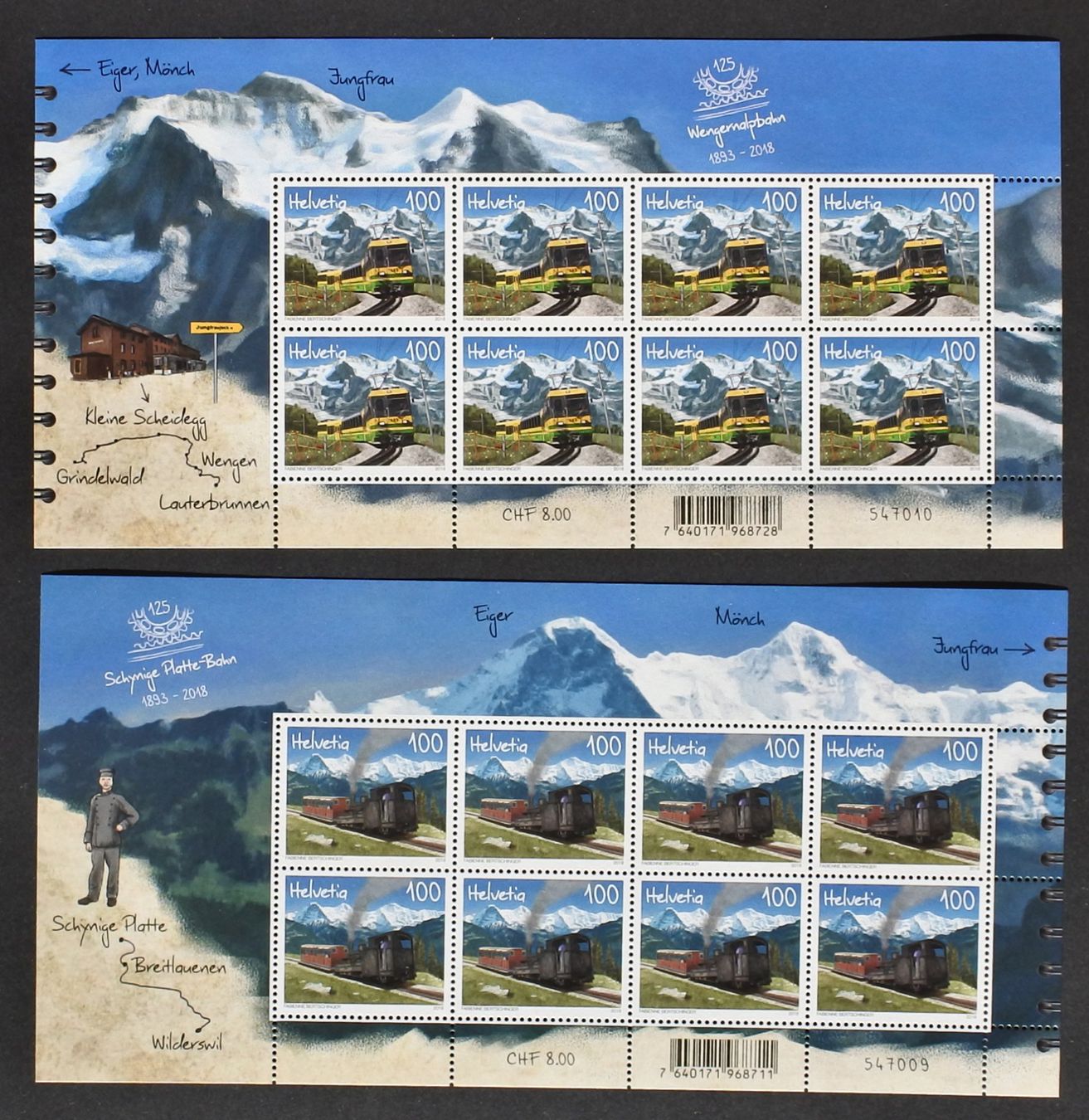 Tutti i francobolli: 2018 Kleinbogen Schynige Platte-Bahn und Wengernalpbahn ** – Nuovo (secondo la descrizione) da Lugano venduto da fc2017