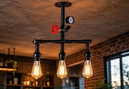 3er Deckenlampe im Industriedesign mit Ventil/Barometer ✨️