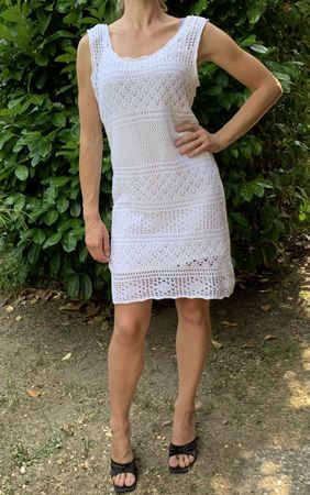 Abito bianco crochet tgM/L-feste 👌vacanze 