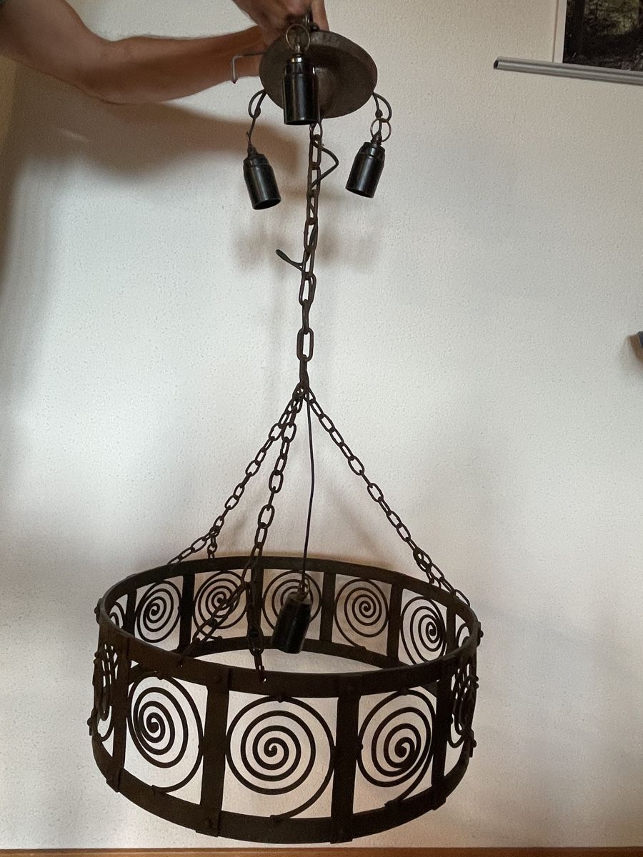 Kronleuchter & Deckenlampen: Vintage Eisen Lampe, Deckenlampe, Durchmesser 47cm Top! – Gebraucht aus Maur von Mikado11 1