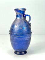 MURANO blau Glasvase "Scavo" mit Henkel - Vintage