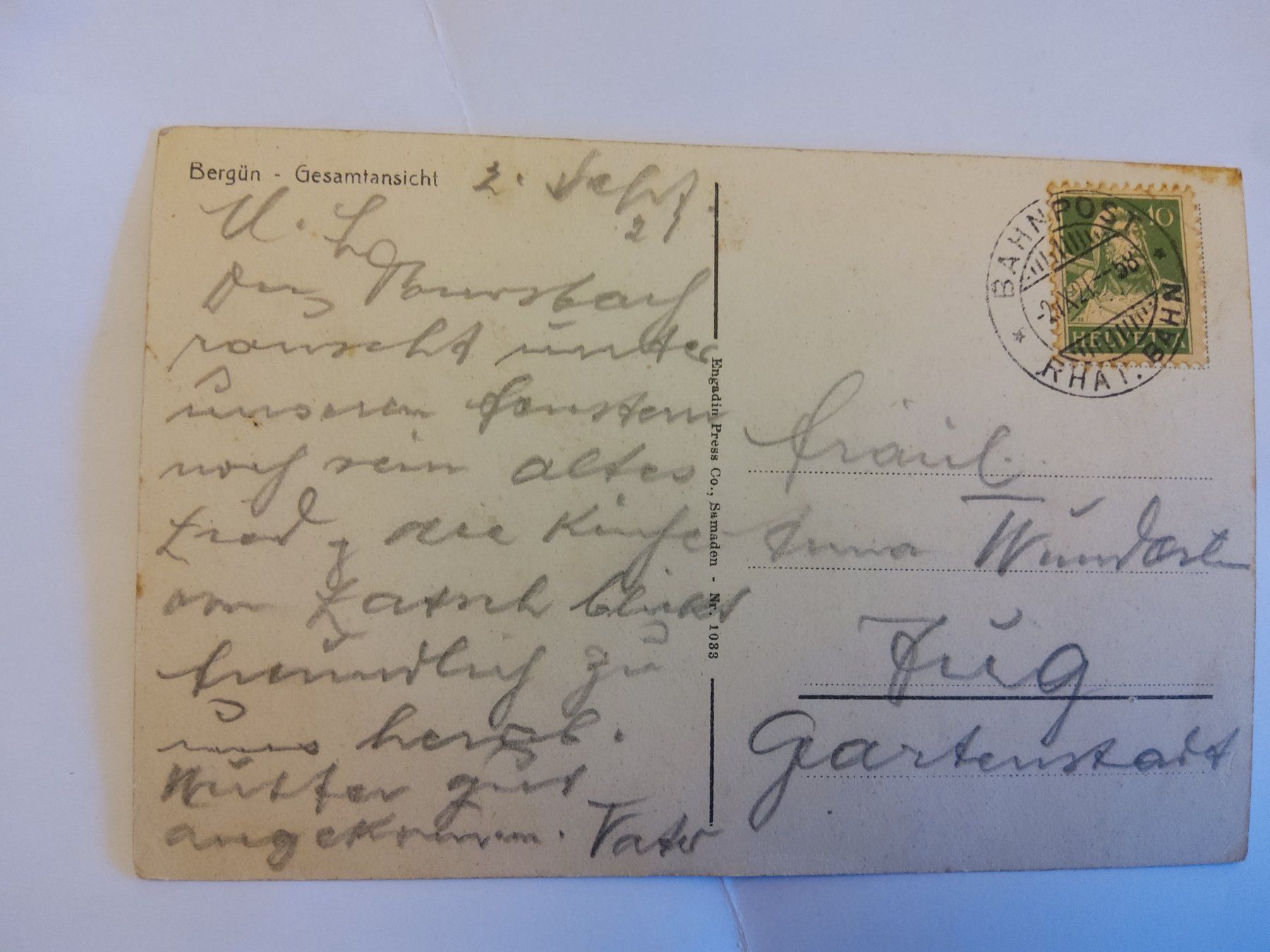Cartoline postali: Bergün – Usato da Bischofszell venduto da Joachim-115 1
