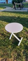 Table basse ronde à roulettes, réglable en hauteur
