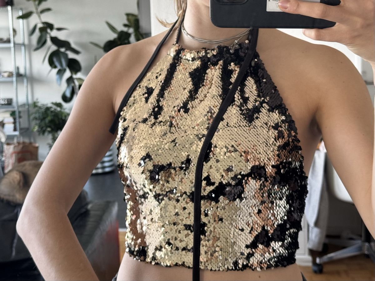 Top: Sequin Halter Top, Party, Rückenfrei – Usato da Zürich venduto da forestF4iry