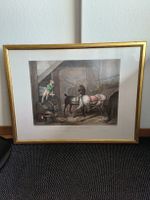Antike Lithographie, gerahmtes Pferdebild, Rarität!