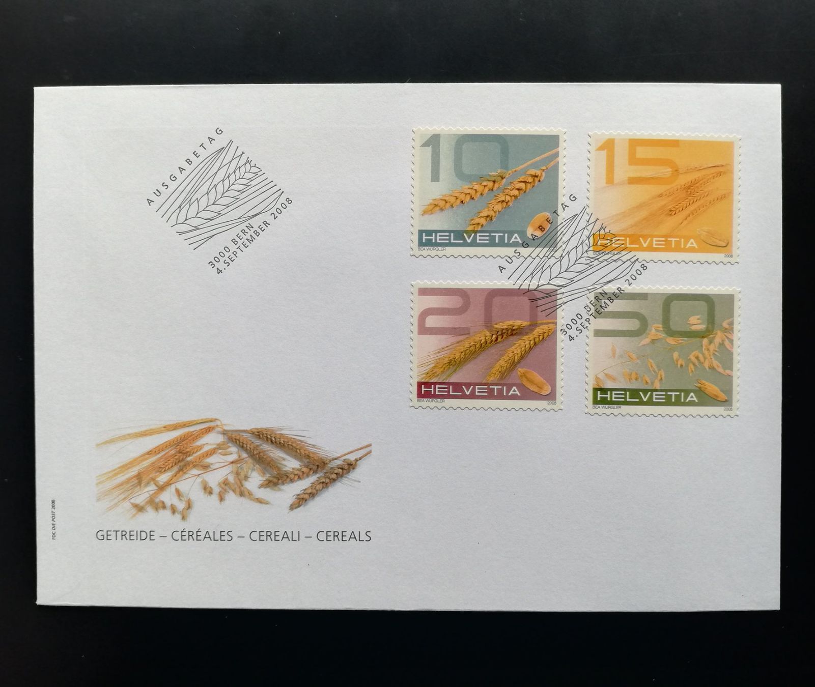 Tutti i francobolli: Schweiz FDC Freimarken Getreide, 2008 – Usato da Gümligen venduto da Fairseriver