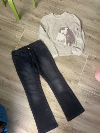 C&A Set Jeans + Einhorn 🦄 Sweatshirt, Gr. 140