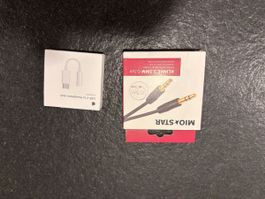 Apple USB-C Adapter und Mio Star Klinkenkabel 0.5m