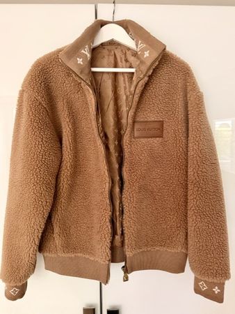 Louis Vuitton Leather Patch Fleece Blouson - Braun