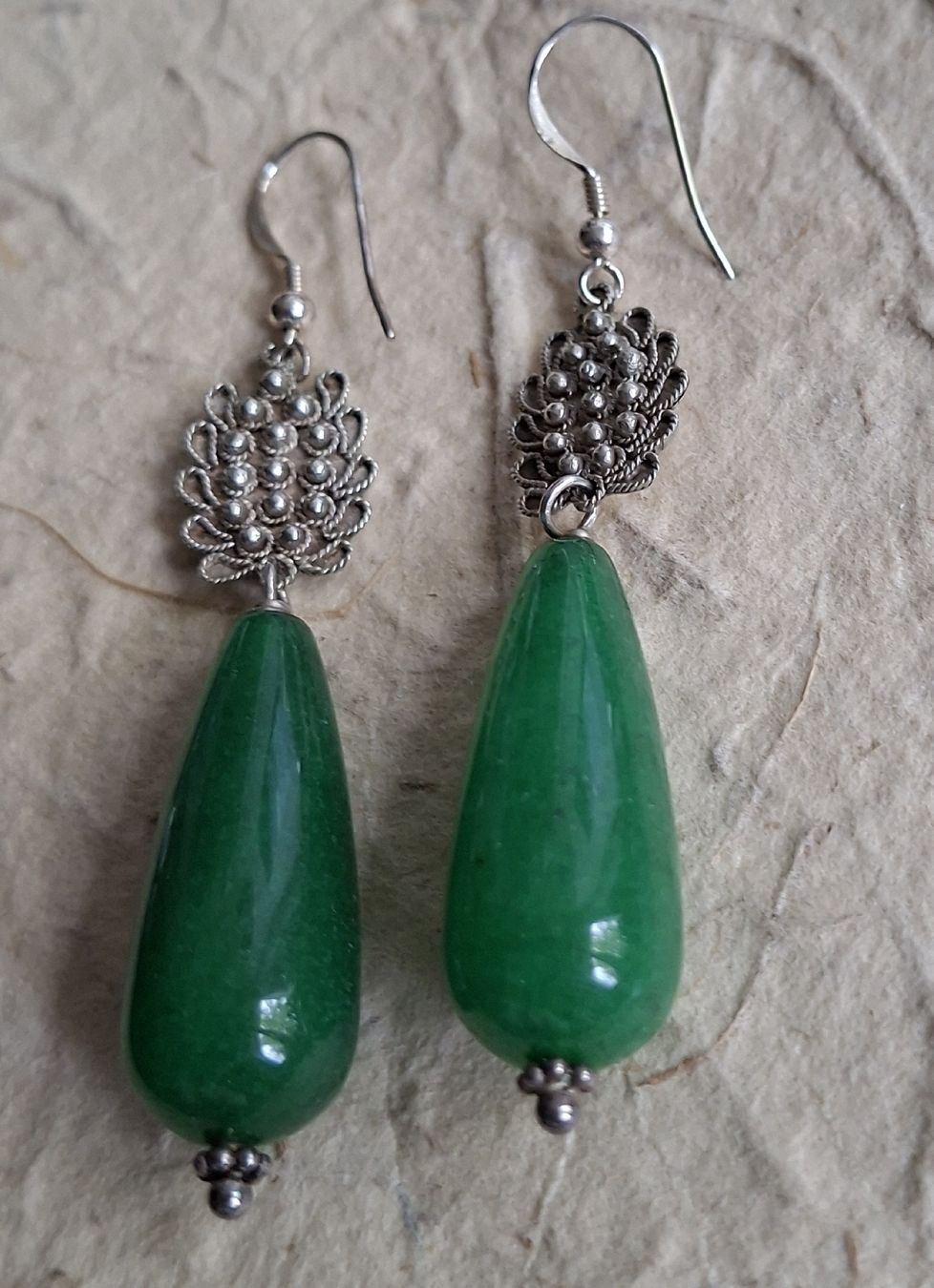 Orecchini pendenti & Orecchini a lobo: Antike Jugendstil Ohrhänger Silber Jade – Usato da Barzheim venduto da spitz01