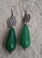 Antike Jugendstil Ohrhänger Silber Jade