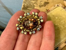 JUGENDSTIL BROSCHE MIT GABLONZER STRASSSTEINE FRANKREICH