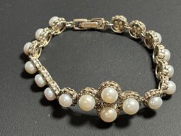 Wunderschönes 925 Silberarmband mit echten Perlen