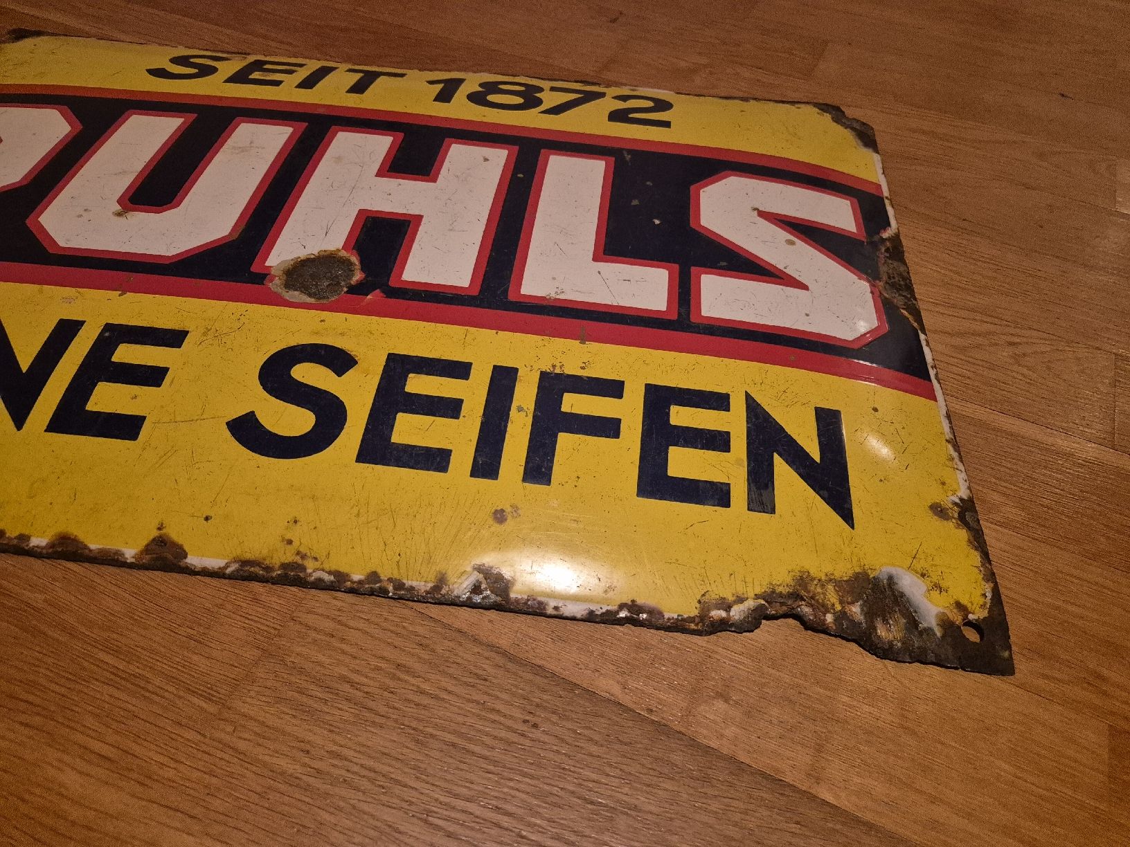 Insegne: Emailschild Puhls feine Seifen seit 1872 – Usato da Hitzkirch venduto da VintageForst 4