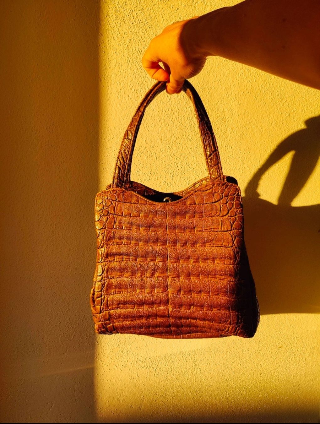 Taschen für Damen: Vintage Brown Mock Croc Tote Bag – Neu (gemäss Beschreibung) aus La Tour-de-Peilz von dAutrefois 8