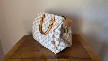 Sac Louis Vuitton "Speedy 25" toile Damier Azur