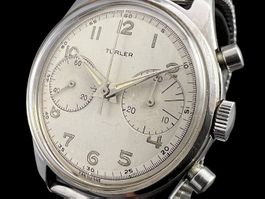 Türler Chronograph Vintage Uhr 36mm Valjoux 92 Stahl *U703