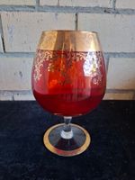 Cognacglas Rot Gold Verziert Guter Zustand