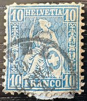 1862, Sitzende Helvetia Hellblau, Weisses Papier