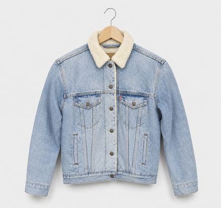 Levi's Premium Sherpa Denim-Jacke  Hellblau gefüttert – Gr M