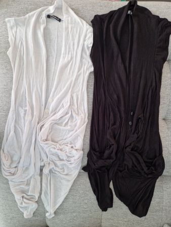 Sommer Cardigans kurzärmlig, Schwarz und Weiss, Grösse S