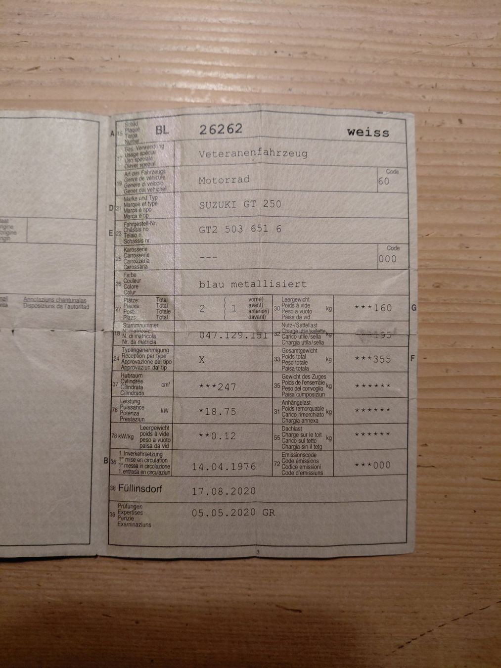 Suzuki Strada: Suzuki GT 250 Oldtimer - Frisch ab Revision – Usato da Therwil venduto da Martin083 9