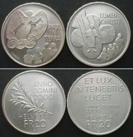 2 x 20 Franken 2000 LUMEN CHRISTI & 2000 JAHRE CHRISTENTUM