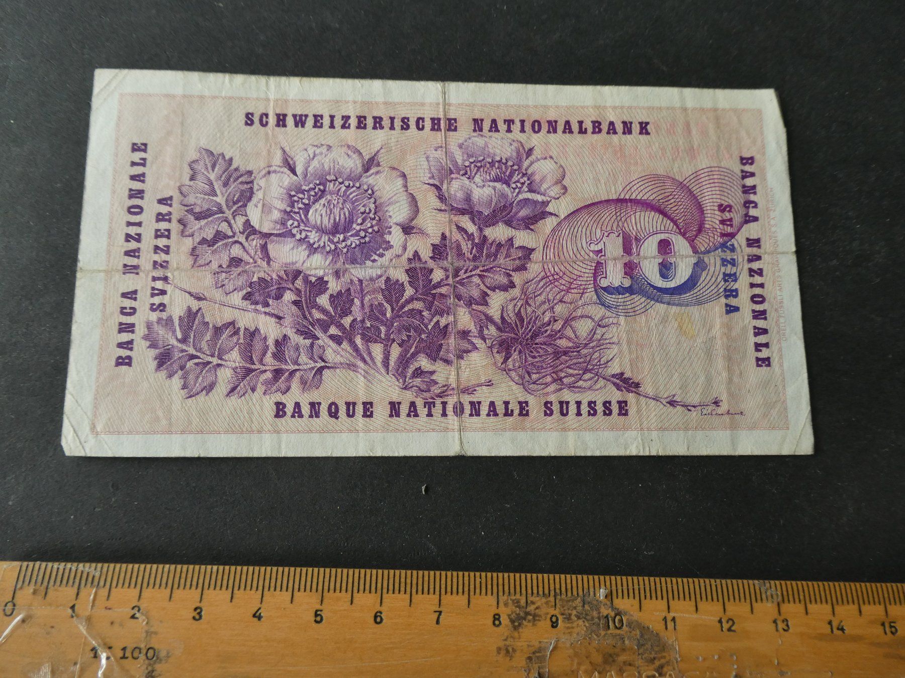 Banconote: Schweiz 1977, 10 Franken – Usato da Hinterforst venduto da Rohusri 1