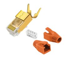 180x RJ45 Stecker vergoldet orange