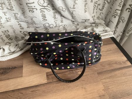 Tasche mit Punkten, schwarz mit farbigen Tupfen, Damen, gute