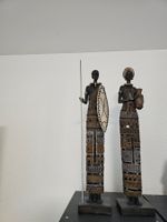 Afrikanische Figuren Paar Krieger Frau mit Krug Deko 2 Stk