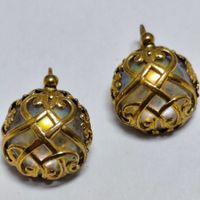 Rossi Paris Vintage Ohrclips vergoldet Glaskugel #C1