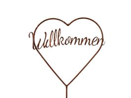 Stecker "Willkommen" Herz 90cm Metall Motiv: 20 x 21cm