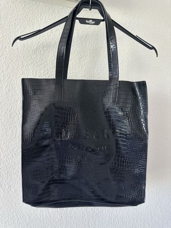 Ted Baker Tote Bag Black Croc Embossed Shopper Bag Used