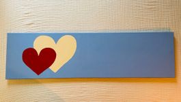 Leinwandbild  "Zwei Herzen" - handgemalt - 110x30cm