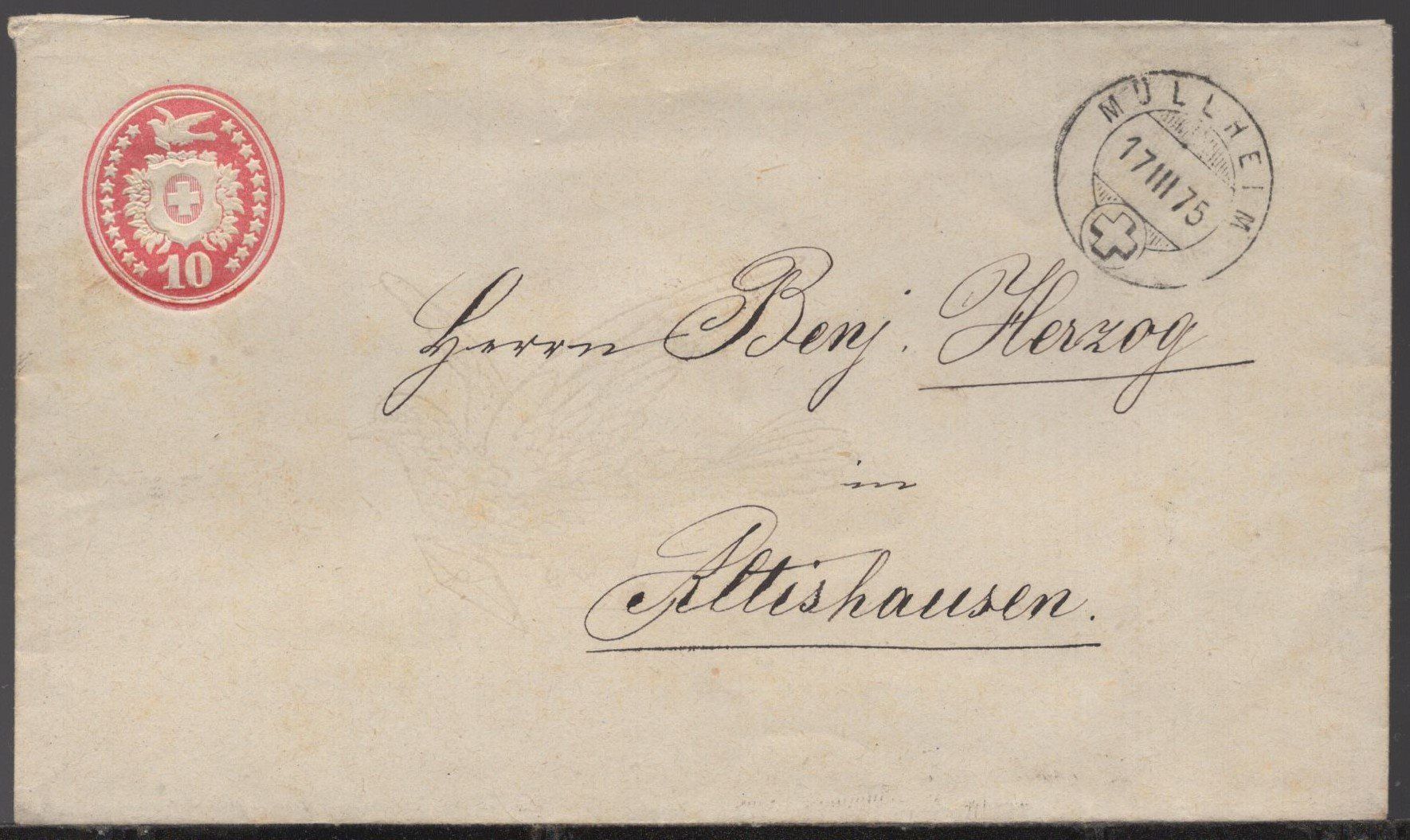 Alle Briefmarken: MÜLLHEIM  17.III.75   Tübelibrief – Gebraucht aus Aarau von kufi44