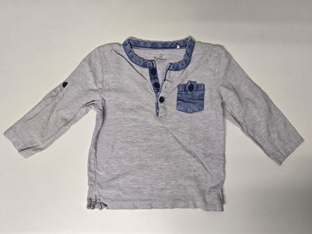 Schickes Topomini Langarmshirt Gr. 92 mit Denim-Details 👕