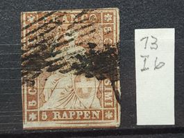 Sitzende Helvetia Mi-Nr.13 l b Gestempelt Geprüft BPP