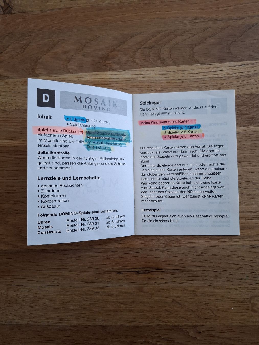 Spiele: Mosaik Domino - Lernspiel – Gebraucht aus Zürich von Vordermannd86 3