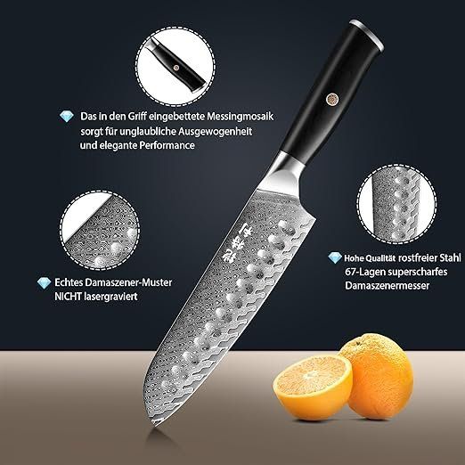 Coltelli da cucina: Kochmesser Santoku Messer Damaskus Edelstahl – Nuovo e nell'imballaggio originale da Oberentfelden venduto da sch_8bt6 5