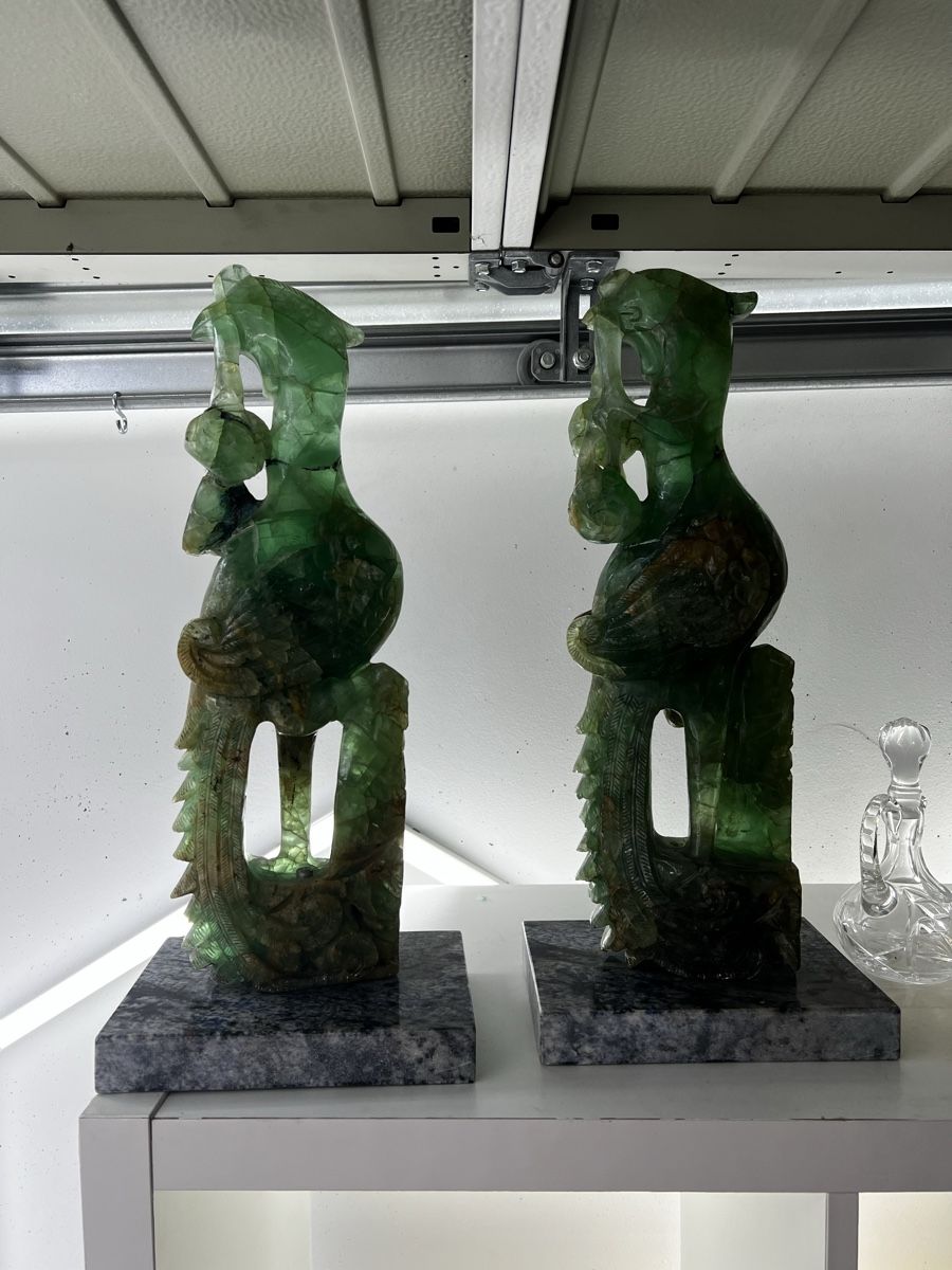 Sculture & Statue: 2 grosse Jade Skulpturen Truthähne – Usato da Wettingen venduto da NickInc