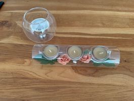 🌻2 Teelichthalter, Glas, Windlicht, Kerzenlicht, Winterdeko