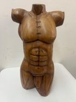 Holzfigur männlicher Torso vermutlich Teakholz geschnitzt