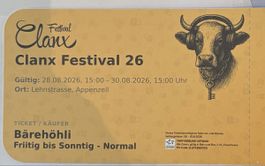 1 x 3-Tages-Ticket Clanx Festival 28.8 - 30.8.26 Appenzell