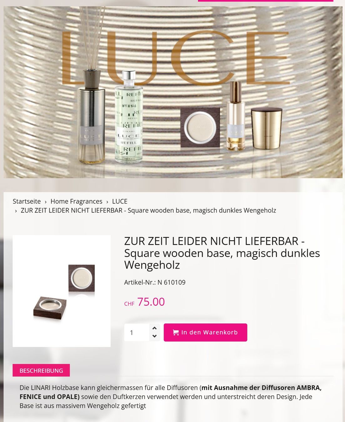 Diffusori di oli essenziali: Linari Luce Art Collection Diffusor + Square Wenge Wood base – Nuovo (secondo la descrizione) da Adliswil venduto da fashionholic 5
