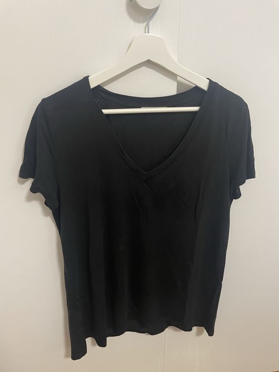 T-shirt Zara noir col V taille S femme élégant 1