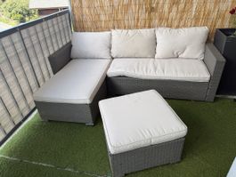 Lounge Garnitur Rattan Optik grau mit Polstern gebraucht