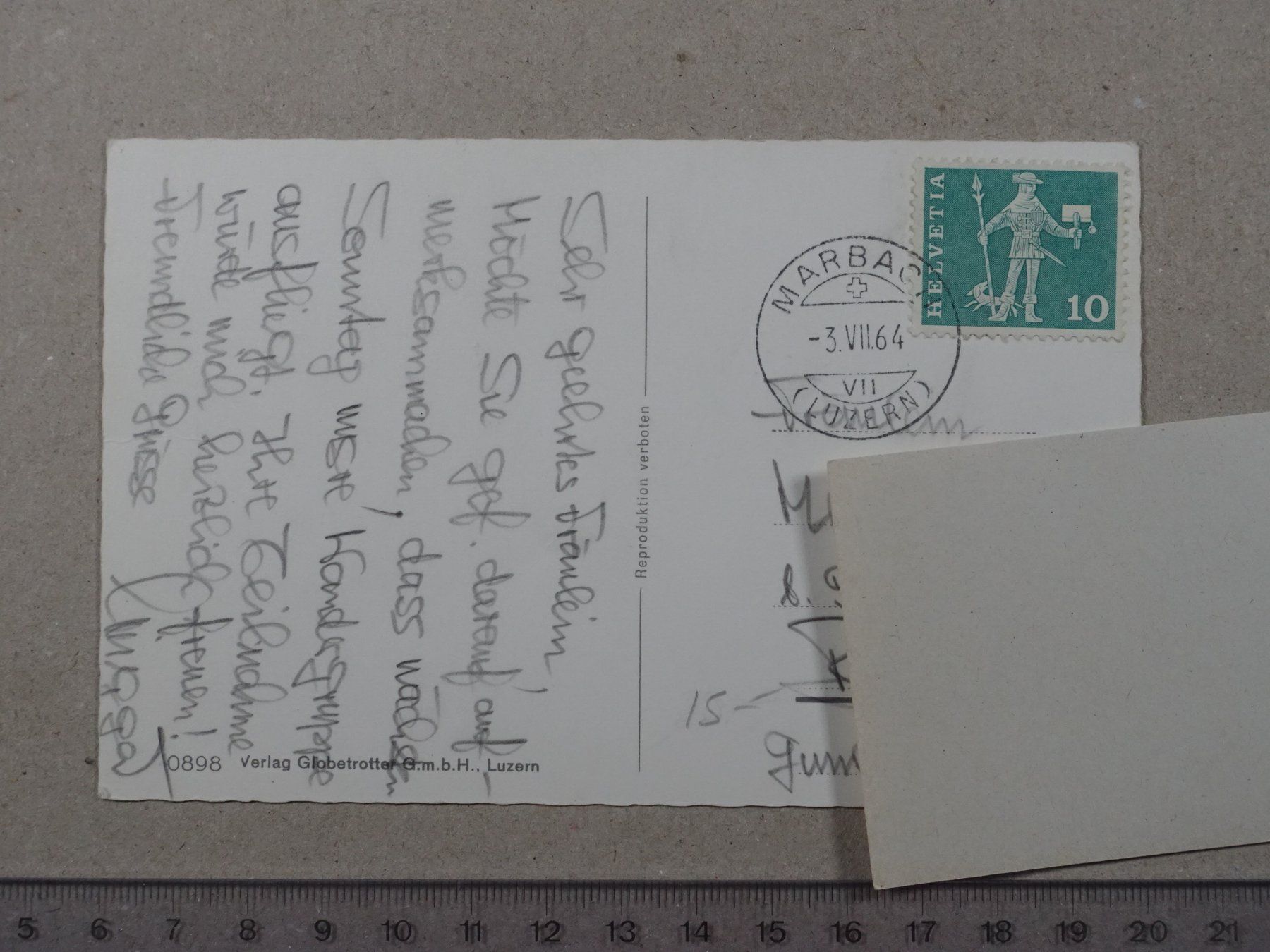 Cartoline postali: Marbach, 1964 – Usato da Lenzburg venduto da fh1 1